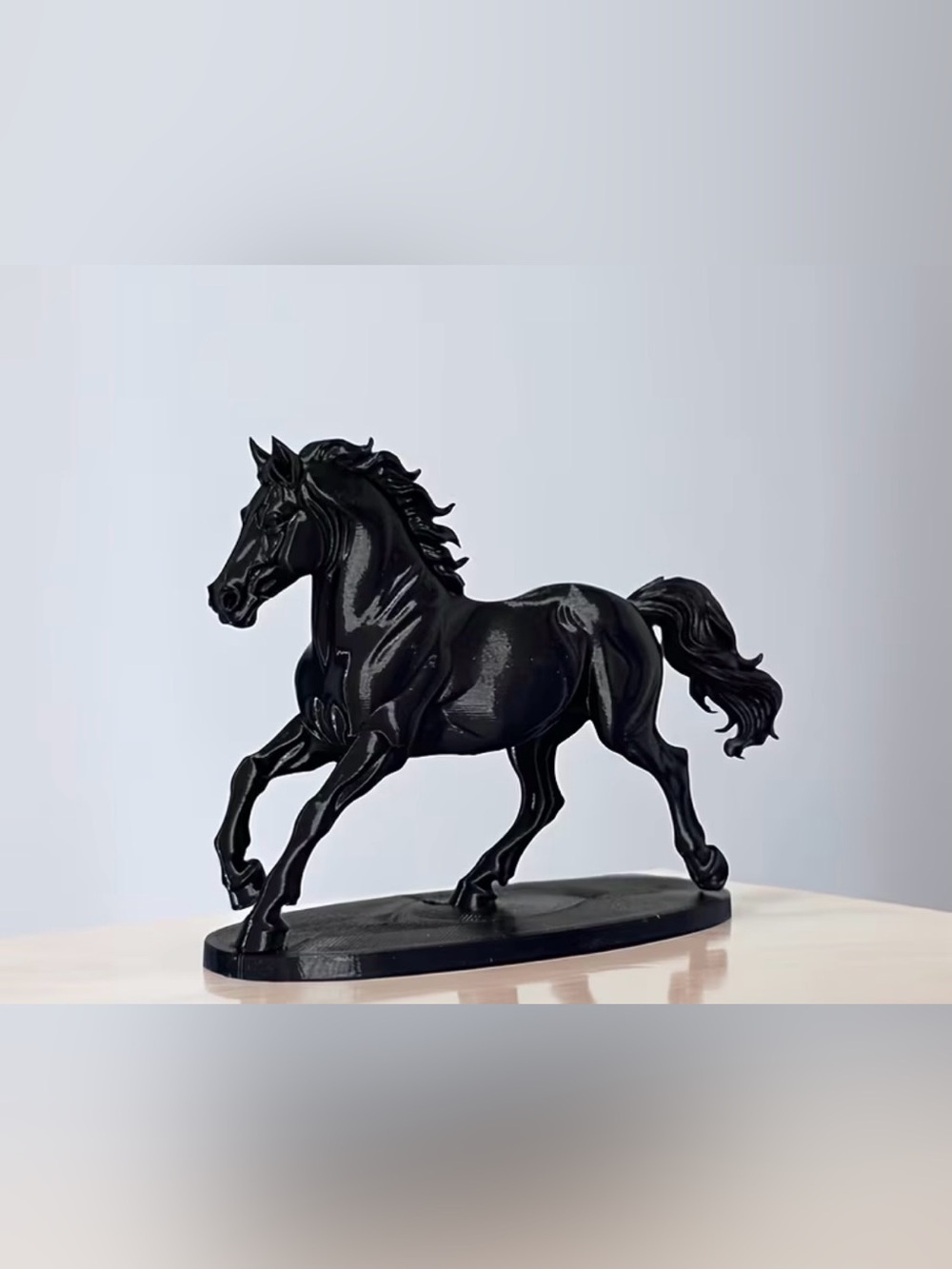 Black Horse Sculpture Figurine 3D Printed Material.  New